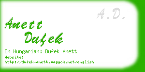 anett dufek business card